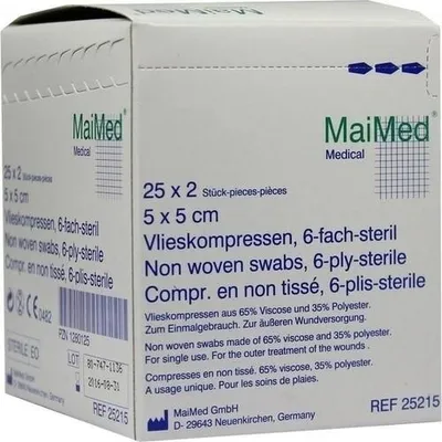 Produktbild von MaiMed Vlieskompressen steril 6-lagig 25 x 2 Stück 5 x 5 cm