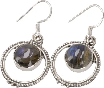 Produktbild von Boho Silberohrring, Creole mit Hübschem - Labradorit, Silber-Farben, SterlingSilber, Silberohrringe