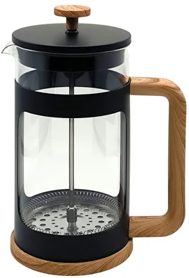 French Press 1,0 l, hitzebeständiges Glas, Edelstahlfilter, matt schwarz
