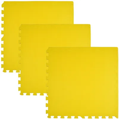 Produktbild von Humbi Puzzlematte Eva Schaumstoff für Babys und Kinder Krabbelmatte Spielmatte Fitnessmatte Schutzmatte Poolmatte Bodenschutz 62x62x1cm 3 Teile Gelb