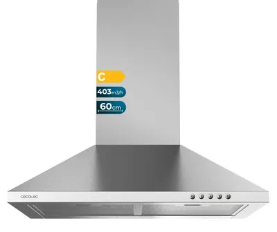 Image de Cecotec Hotte Aspirante Pyramidale de 60 cm Bolero Flux PM 604300 Noir C. Moteur 105 W, Aspiration 430 m3/h,Mécanique