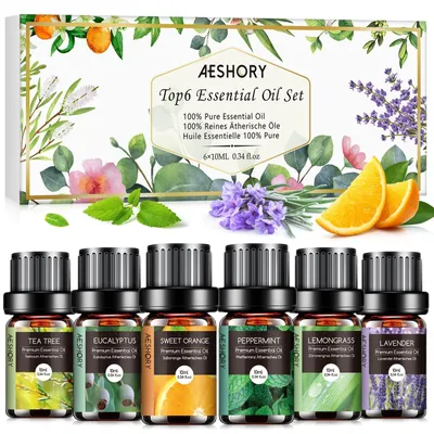 Obrázek produktu pro Sada esenciálních olejů pro difuzér - 6 x 10 ml, přírodní aromaterapie