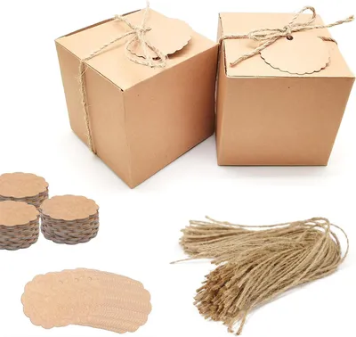 Productafbeelding van Geschenkdoosjes 7x7x7 cm, 50 stuks, kraftpapier, voor verjaardag