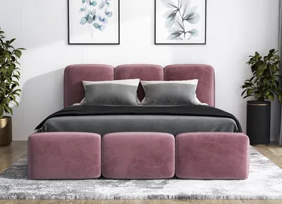 Produktbild von Polsterbett STAR -OM 180 x 200 mit Bettkasten. Farbe: Rosa