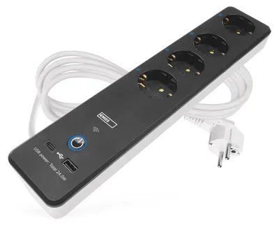4-fach WLAN-Steckdosenleiste mit USB, 2 m, Smart Home