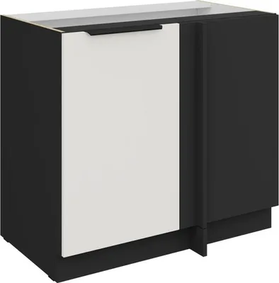 Image de Meuble d'angle extensible LUNARA - largeur 90 cm, blanc/noir