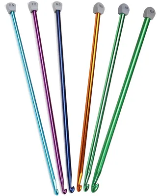 Imagen del producto de Omgoods - Juego de 6 agujas de crochet tunecinas extra largas, de 35 cm