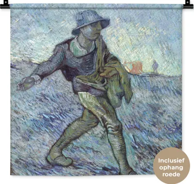 Produktbild von MuchoWow® Wandteppich Wandbehang Der Sämann (nach Millet) - Vincent van Gogh 60x60 cm Tapisserie Dekoration Wandtuch - Dekorationen - Wand Decke