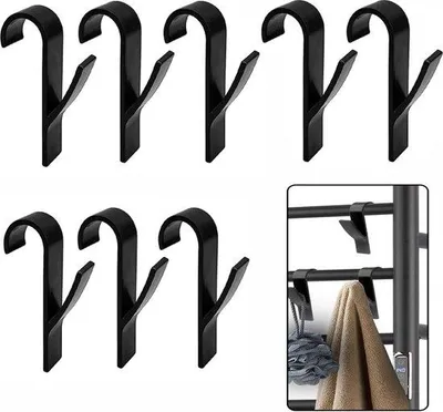 Produktbild von 8 Stück Radiatorhaken, Handtuchhalter, schwarz, runde Radiatoren, Handtuchhalter, Haken für Radiatoren, Plastikhaken, Badkamerradiatorhaken, Haken für Handtuchradiator, Haken für Radiatorenhalter, Haken für Heizrohre