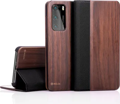 Produktbild von NALIA Echt Holz Flip Case für Huawei P40, Wood Etui Handy Hülle Klapp Cover 360°
