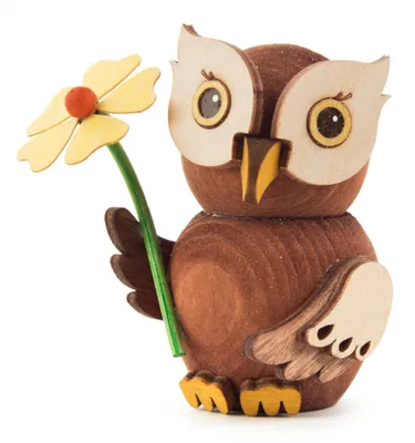 Produktbild von Drechslerei Kuhnert Erzgebirge Mini Eule 7 cm, Motiv:Gratulant