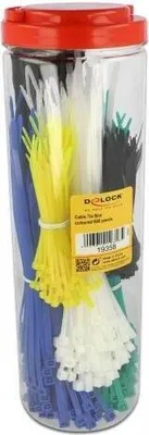 Imagen del producto de Delock, caja de surtido de bridas para cables, 600 unidades, de colores