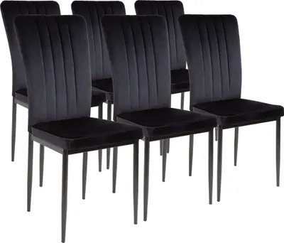 Produktbild von Albatros Esszimmerstühle mit Samt-Bezug 6er Set MODENA, Schwarz - Stilvolles Vintage Design, Eleganter Polsterstuhl am Esstisch - Küchenstuhl oder Stuhl Esszimmer mit hoher Belastbarkeit