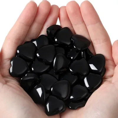 Produktbild von 20Pcs Obsidian Herz Kristalle Stein Natürliche Liebe Reiki Glücksbringer