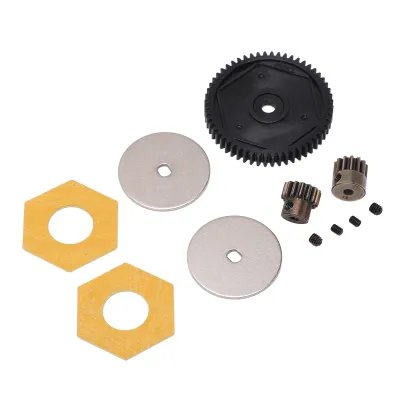 Imagen del producto de Engranaje corona para coche a control remoto a escala 1/10, de metal, con 56 dientes, junto con engranajes de 13 y 15 dientes. Kit de engranajes de 54 dientes para Axial SCX10. Engranaje motor para coche a control remoto, repuesto de engranaje motor, accesorio para coche a control remoto