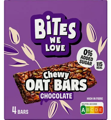 Produktbild von BitesWeLove Haverrepen Schokolade 120g – Knusprige Haferriegel mit Schokolade, gesunder Snack