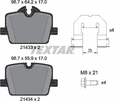 Produktbild von TEXTAR Bremsbeläge Satz Hinten für BMW 3 Touring (G21) 2143301