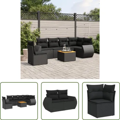 Produktbild von The Living Store 7-tlg. Garten-Sofagarnitur mit Kissen Schwarz Poly Rattan