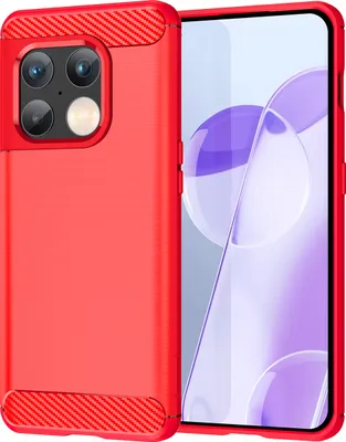 Produktbild von OnePlus 10 Pro Hülle, Carbon-Faser TPU Silikon Stoßfest Schutzhülle für OnePlus 10 Pro Rot
