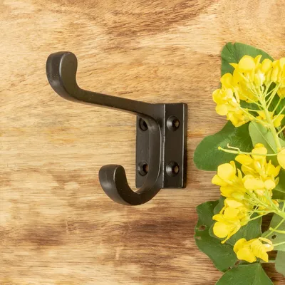 Produktbild von Nostalgischer Garderobenhaken für antike Garderobe, Haken seidenmatt schwarz