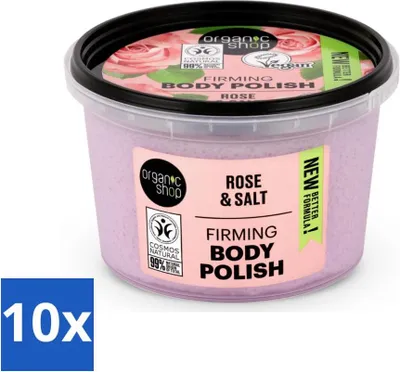 Produktbild von Organic Shop - Körperpeeling Rose - Feuchtigkeitsspendend und pflegend - 250 ml - Vorteilspack - 10 Stücke