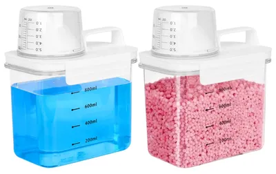 Waschmittel-Aufbewahrungsbox 2er-Set 1100 ml luftdicht mit Messbecher