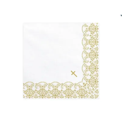 Obrázok produktu pre Servítky s krížikom a ornamentom, zlaté, 20ks Iná dekorácia na oslavy Party Deco Farba: zlatá, Vek: 3+, Typ: servítka, Pohlavie: unisex, Stav tovaru:
