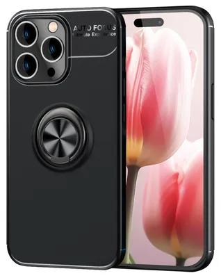 Produktbild von Hülle mit Ring für iPhone 15 Pro Silikon Handyhülle Case Schutz Cover Ringhülle Schwarz