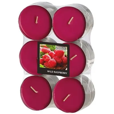 Zdjęcie produktu dla 144 Gala Flavour by GALA Maxi świeczki zapachowe Ø 58 mm, 24 mm czerwone wino - Wild Raspberry 96925 Gigantyczne świeczki zapachowe typu tea light