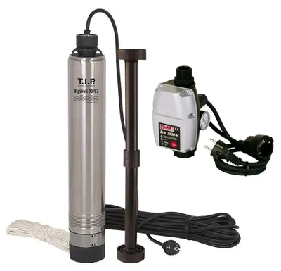 Produktbild von T.I.P. BigWell 90/53 + Elektronisches Kontrollsystem - Brunnenpumpe - 5.400 L/Std. - 900W - Förderhöhe 53 m - Inox - Tauchdruckpumpe