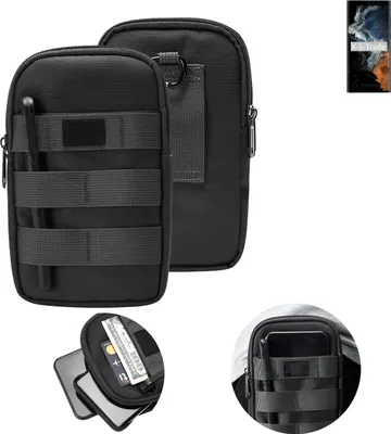 Produktbild von K-S-Trade Holster Gürtel Tasche kompatibel mit Samsung Galaxy S22 Ultra Exynos Handy Tasche Schutz Hülle dunkel-grau viele Fächer, 1x