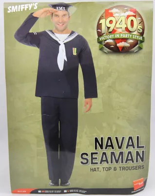Produktbild von Seemannskostüm Kostüm Seemann für Herren Matrose Marine Matrosenkostüm Gr. M-L (48-54), Größe:L