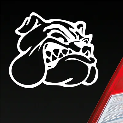 Produktbild von Auto Aufkleber Bulldogge Hund Tier Animal Dogge 12x10 cm Weiss Glanz Sticker Heckscheibenaufkleber