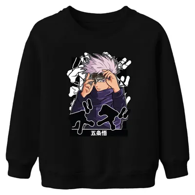 Produktbild von 五条悟 Jujutsu Kaisen Satoru Augenbinde weißes Haar Kinder Sweatshirt Pullover, Schwarz, 140