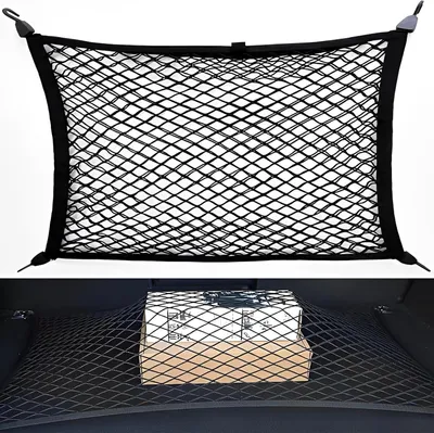 Imagen del producto de Red elástica para el maletero del coche, de 80 x 60 cm a 180 x 120 cm, con 4 ganchos, para un transporte seguro