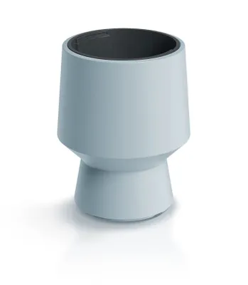A light blue planter with a dark gray interior, shown against a white background.