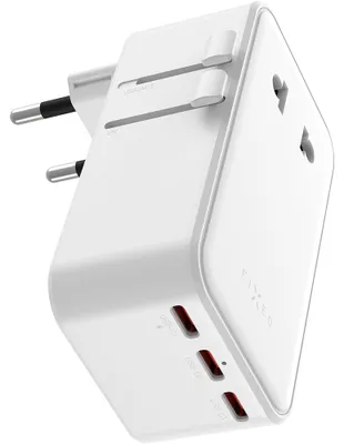 Produktbild von Netzladegerät mit GaN, USB-C und USB-A, 45W, Fixed Voyager Slim, EU / UK / USA / AUS, Weiß