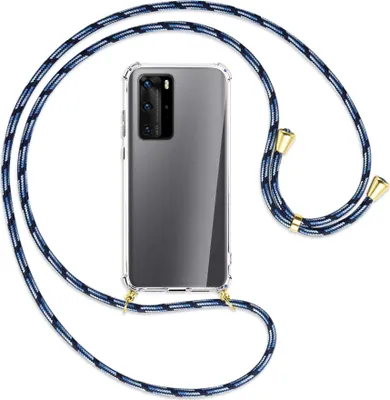 Produktbild von Handykette Backcover-Schutzhülle mit Band (Metall goldfarben) für Huawei P40 - Blautöne