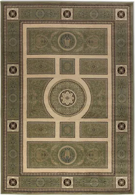 Zdjęcie produktu dla Dywan tradycyjny do salonu 120x170cm, klasyczny kremowo zielony wzór