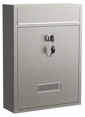 Produktbild von Wiltec Briefkasten V10 Edelstahl 260 x 90 x 350 mm, Wandbriefkasten mit Schloss und Namensschild, Postkasten aus Stahl