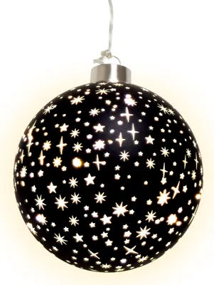 Obrázek produktu pro 1.10 LED kulových HVĚZD k zavěšení - Ø 12 cm - časovač / teplá bílá - barva: černá