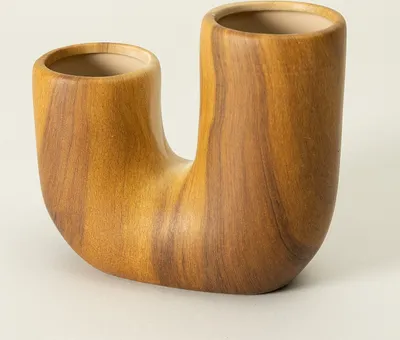 Zdjęcie produktu dla Wazon ceramiczny z wzorem drewna WILHELMY, 14,5 cm