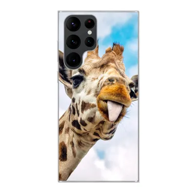 Produktbild von MuchoWow® Handyhülle Schutzhülle Hülle für Samsung Galaxy S22 Ultra Giraffe - Lustig - Zunge - Kinder - Jungen - Mädchen - Kind Silikon Softcase Handy Hülle - Abbildung
