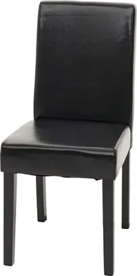 Produktbild von Esszimmerstuhl klassisch und zeitlos | HxBxT 90x43x56cm | Sitzhöhe 45cm | Leder | dunkle Beine | Schwarz | Küchenstuhl Stuhl