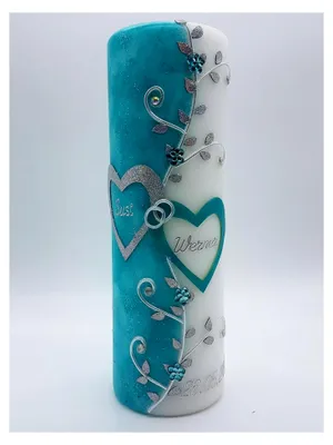 Produktbild von Hochzeitskerze mit Namen und Datum in verschiedenen Farben