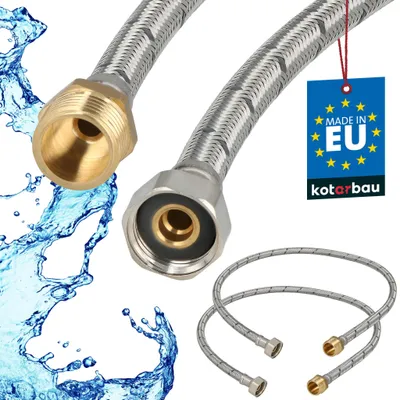 Zdjęcie produktu dla KOTARBAU® 2 szt. Przyłącze Elastyczne 1/2”x1/2” Wężyk do Baterii Armatury 90 cm Nakrętno Wkrętne Wężyk Przyłączeniowy  Oplot Stal Nierdzewna