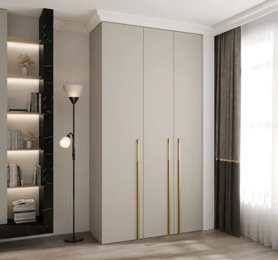 Produktbild von Kleiderschrank mit Regalen 130/50 LORENA 3 - Kaschmir / Gold
