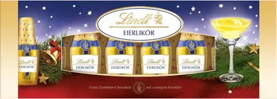 Produktbild von Lindt Eierlikör Fläschchen Zartbitter Schokolade mit Eierlikör 131g