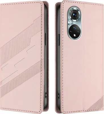 Produktbild von Hülle für Huawei Nova 9 /Honor 50, Kunstleder Brieftaschen Handyhülle mit Kartenfach und Standfunktion Pink