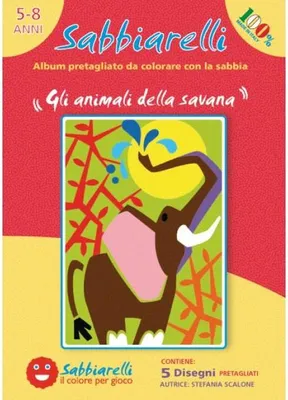 Obrázek produktu pro Sabbiarelli album na malování pískem savana zvířata kreativní hračka 15x20 cm 5 kusů